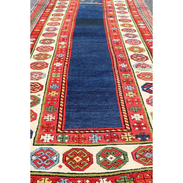 Antique Talish Caucasian Runner in Red, Cream and Blue 3'3 X 8'5 For Sale In Atlanta - Image 6 of 12