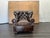 Wood Rh Churchill Leather Chair With Nailheads Vintage Ebony Leather | Down-Feather Fill | Classic Depth For Sale - Image 7 of 18