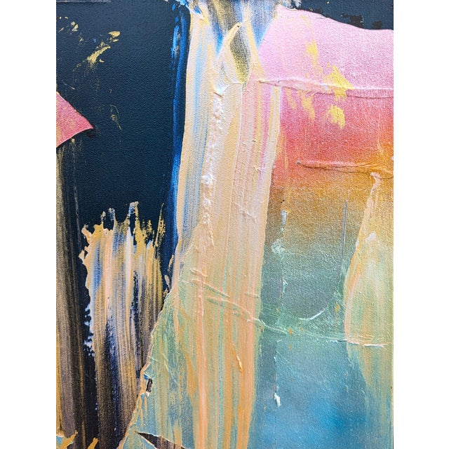 Bret Shirley Contemporary Colorful Metallic Gestural Pink, Blue, and Gold Abstract Painting, 2017 For Sale - Image 4 of 9
