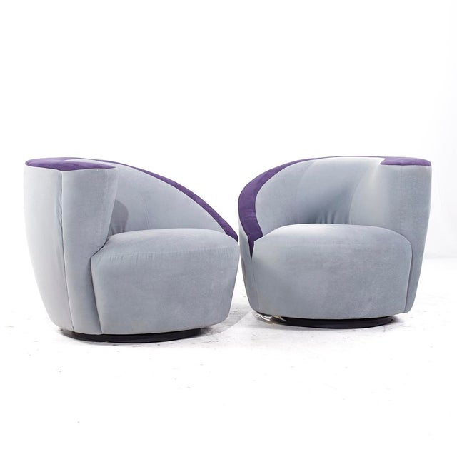 Weiman Nautilus Postmodern Swivel Chairs - Pair Each swivel chair measures: 35 wide x 35 deep x 28.75 high, with a seat...