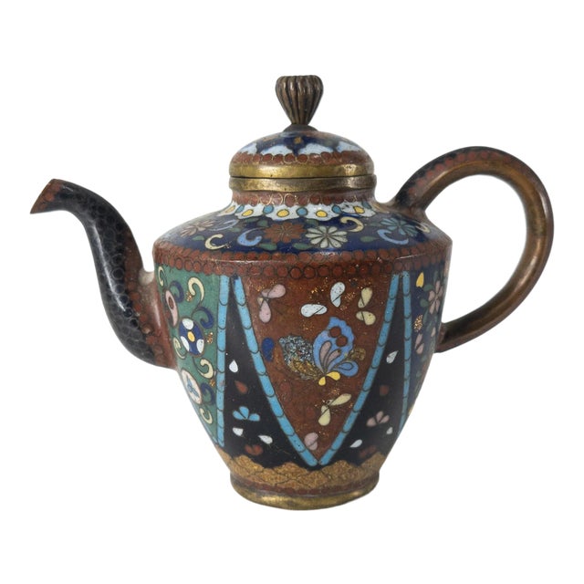 Miniature Japanese Cloisonne Enamel Teapot For Sale