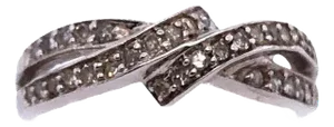 14 Karat White Gold Diamond Crossover Ring Wedding Band