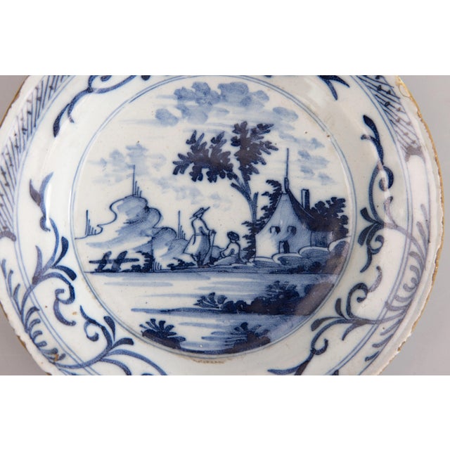 Chinoiserie 18th Century Petite Dutch Delft Faience Chinoiserie Plates - a Pair For Sale - Image 3 of 9