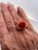 Orange 1940s Yellow Gold Mediterranean Coral Cocktail Ring, Unique Design, Size 6.5 For Sale - Image 8 of 8