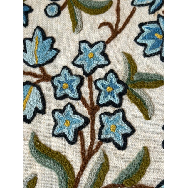 Linen Designer Linen and Crewel Custom Bench Pillow For Sale - Image 8 of 8