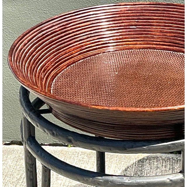 Wood Vintage Pencil Reed Bowl Side Tables - A Pair For Sale - Image 7 of 12