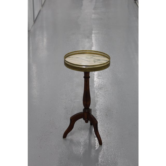Small Round Side Table with White Marble Top For Sale - Image 11 of 12