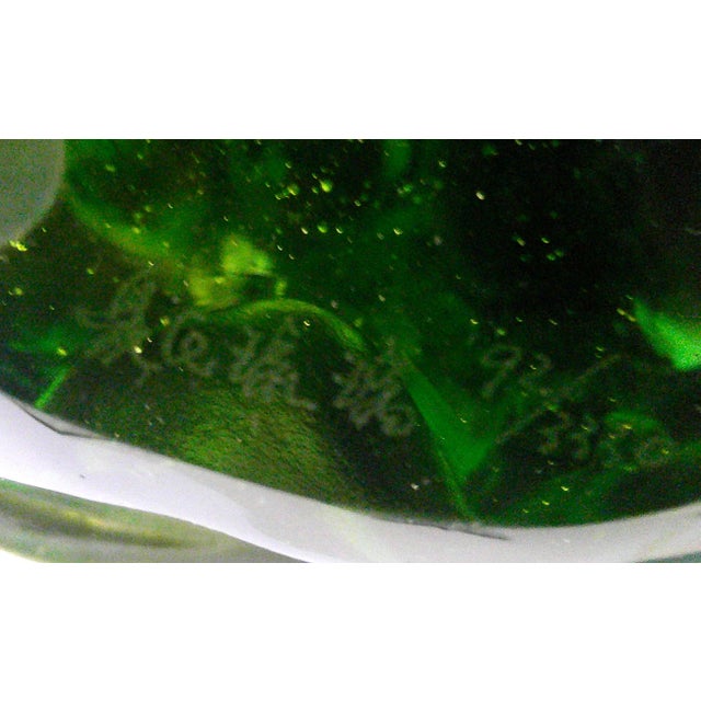 Green Liuli Gongfang Signed LTD Ed Art Glass Sculpture Green Pâte-De-Verre Crystal #92/3330 For Sale - Image 8 of 8