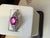GIA Certified 2 Ct Natural Pink Sapphire & 2 Ct Pave Diamond Ring in Platinum For Sale - Image 10 of 18