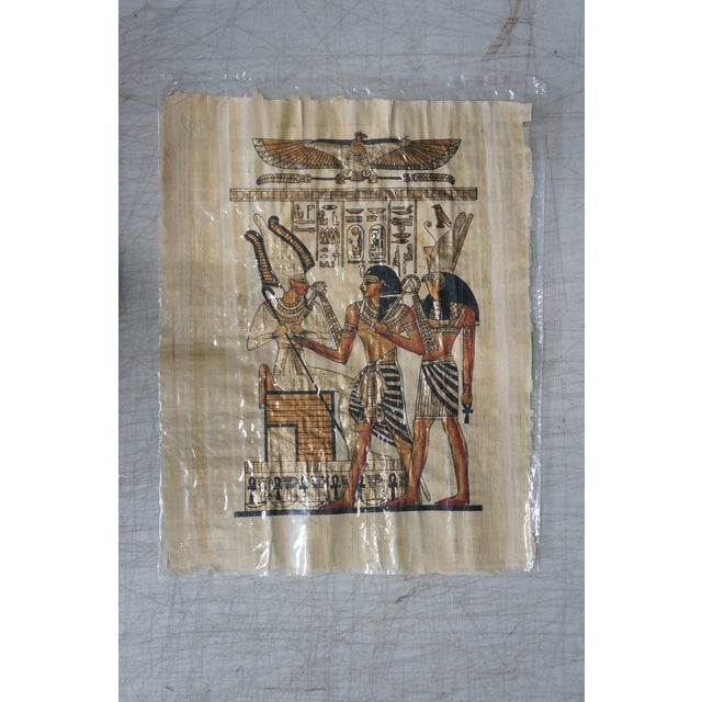 Late 20th Century Vintage Egyptian Revival Mythical Souvenir Papyrus Painting Art - Set of 18 For Sale - Image 17 of 18
