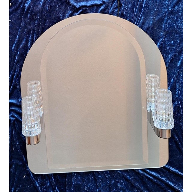 Vintage Wall Mirror with Double Mirror Glass and Chrome-Plated Holders, 1970s, in Very Good conditions. Designed 1970 to 1979
