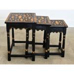 Brown English Painted Nesting Tables with Découpage For Sale - Image 8 of 10