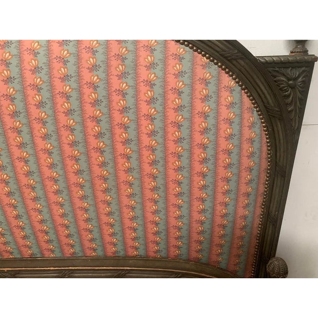 Brown Louis XVI Style Bed in Patinated Beechwood, 1900s For Sale - Image 8 of 15