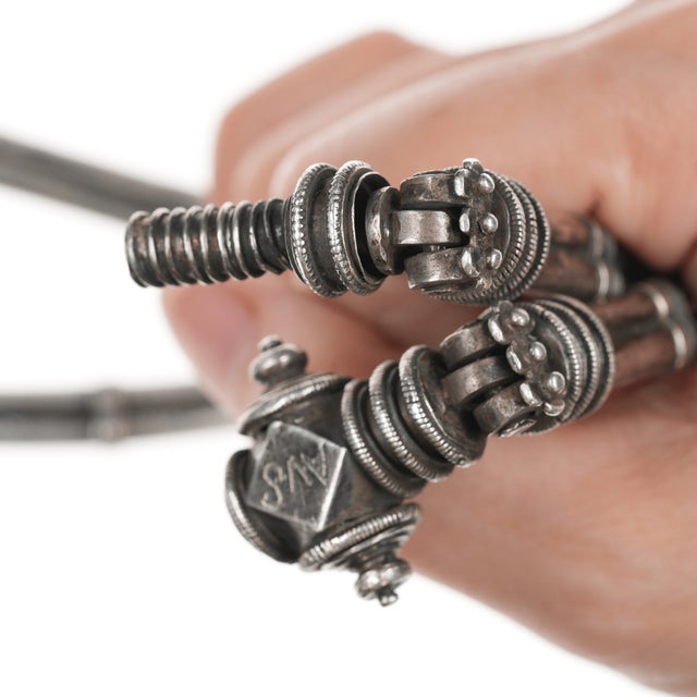 31.5" Antique silver Indian/Hindu belly chain belt wheat chain necklace For Sale - Image 10 of 11