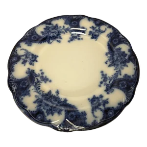 Late 19th Century Flow Blue Plate New Wharf Pottery, Made in England