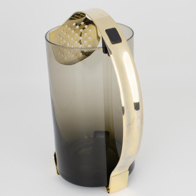 Barware Cocktail Glass and Aluminum Pitcher, Italy circa 1960 For Sale - Image 10 of 10