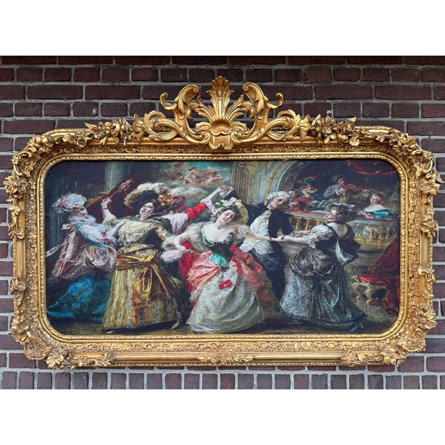 1960s Italian Rococo Gold Beech Textile Wall Art 1pc For Sale - Image 12 of 15