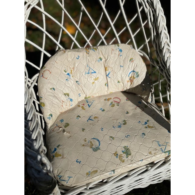 Early 20th Century Early 20th Century Antique White Wicker Bar Harbor Child's Chair With ABCs Cushion For Sale - Image 5 of 8