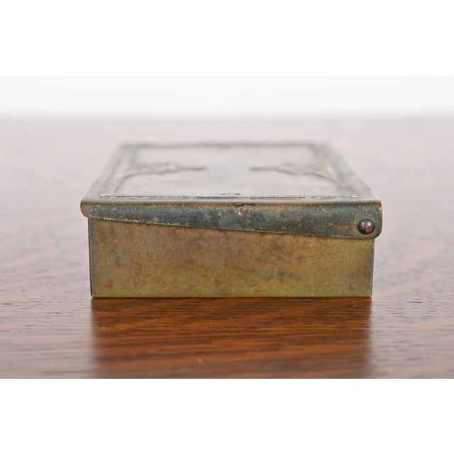 Heintz Arts & Crafts Sterling Silver on Bronze Humidor or Cigarette Box For Sale - Image 9 of 12