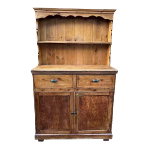 Early 20th Century Early American Style Pine Hutch Top Cabinet.