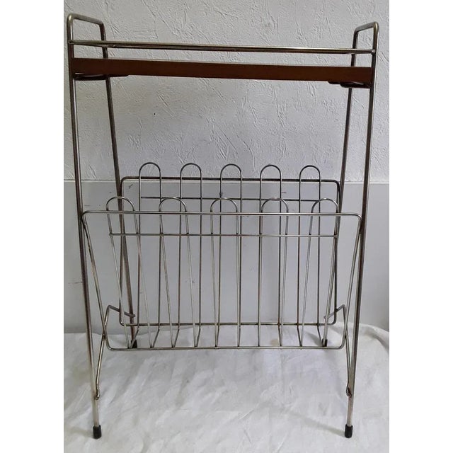 Vintage Chrome Plated Magazine Rack with Black Plastic Feet and a Cover Plate, 1970s For Sale - Image 6 of 6