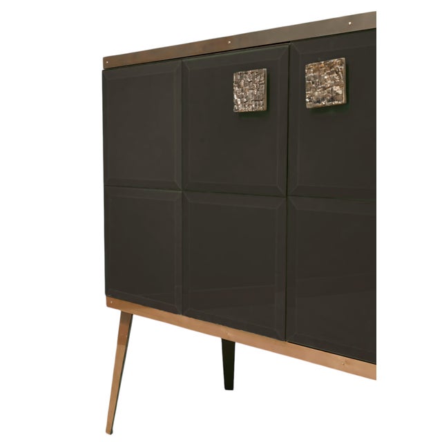 Gold Bar Cabinet in Handmade Decorated Glass from Justfurnituress SRL For Sale - Image 8 of 13