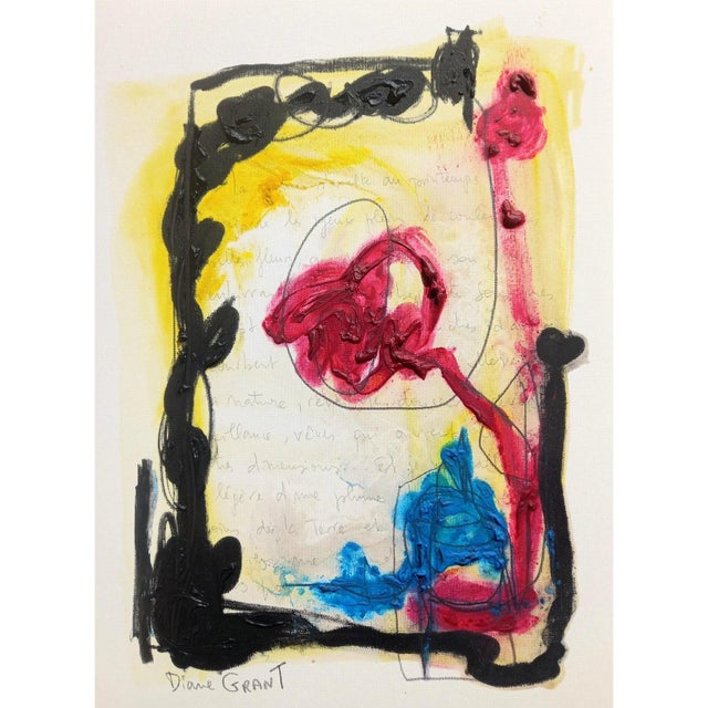 'La nature', painting over a poem by Diane Grant. Oil and pencil on high-quality 'Rembrandt' fine art paper. Signed in the...