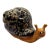 Vintage MCM Studio Art Ceramic Unique Black Speckled Shell Glaze Snail Figurine For Sale