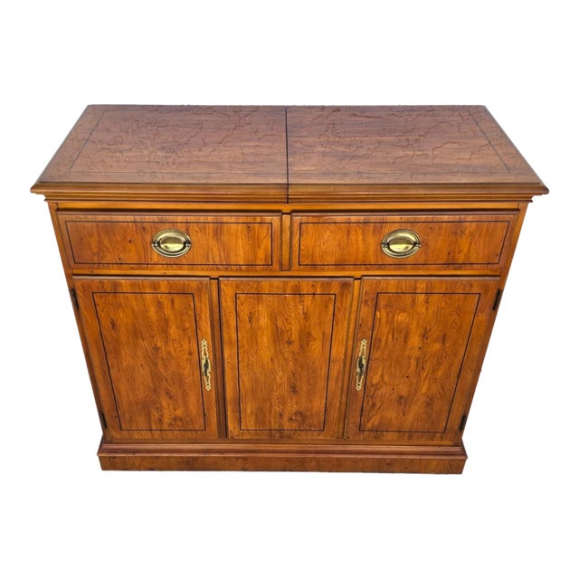 Drexel Campaign Dry Bar Side Board Slide Top Rolling 1970s For Sale