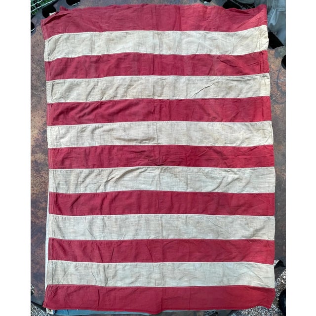 1910s Rare and Fine Antique American Flag 1912 Staggered 48 Stars Beautifully Faded Cotton Sewn Stars For Sale - Image 5 of 9