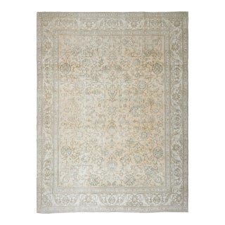 1970s Vintage Persian Handknotted Wool Orange Oversize Area Rug For Sale