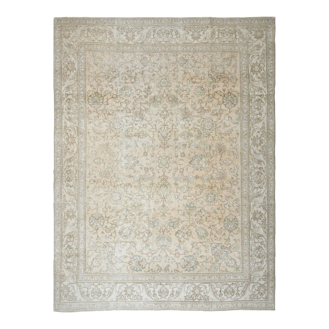 1970s Vintage Persian Handknotted Wool Orange Oversize Area Rug For Sale