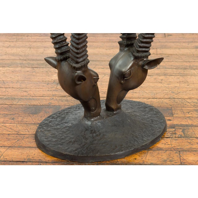 Contemporary Cast Bronze Double Antelope Dining Table Base with Dark Patina For Sale - Image 9 of 11