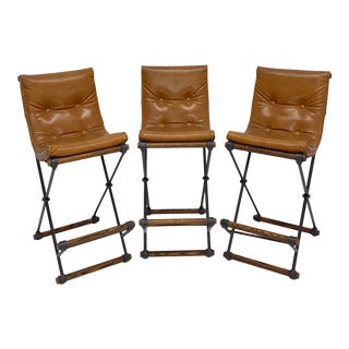 Cleo Baldon Bar Stools With Eco-Leather Cushions for Terra - Set of Three For Sale