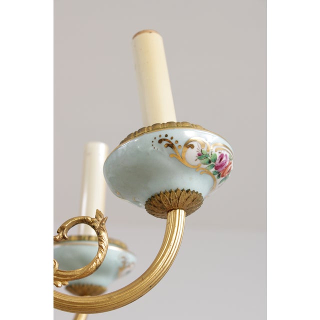 Vintage Sevres Style French Porcelain 8 Light Chandelier For Sale - Image 15 of 18