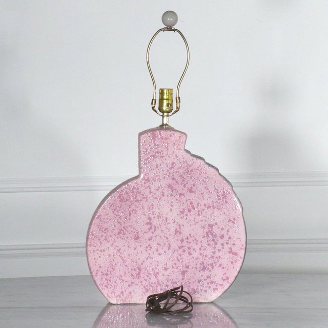 1980s Postmodern Memphis Sculptural Purple & Pink Ceramic Lamps - A Pair For Sale - Image 11 of 13