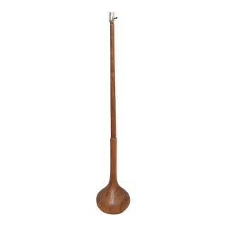 Scandinavian Swedish Modern Teak Organic Modern Bulbous Base Floor Lamp For Sale