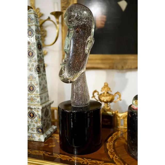 20th Century Sculptural Murano Glass Face on Bronze Base For Sale - Image 4 of 5
