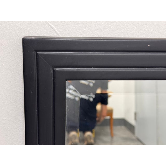 Wood Stanley Works Black Framed Beveled Wall Mirror For Sale - Image 7 of 12