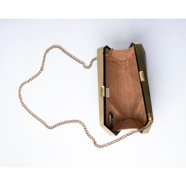 Contemporary Azura Asymmetric Minaudiere in Violet Shell Inlay For Sale - Image 3 of 6