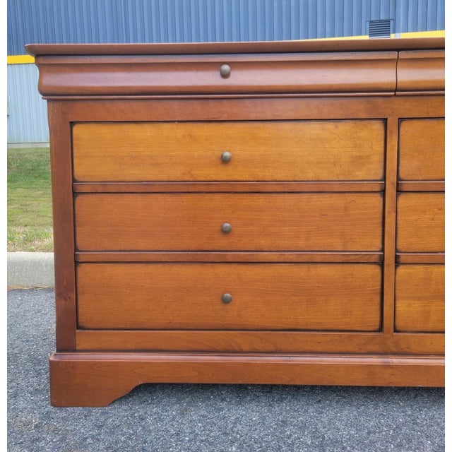1990s Vintage Grange Louis Philippe Solid Cherry Eight-Drawer Dresser For Sale - Image 5 of 13