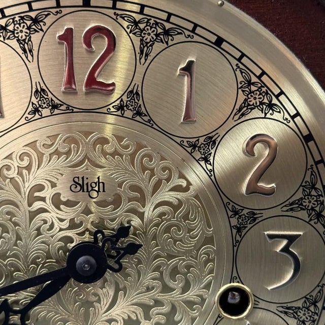 Vintage Sligh Solid Mahogany Mantel Clock For Sale - Image 9 of 13
