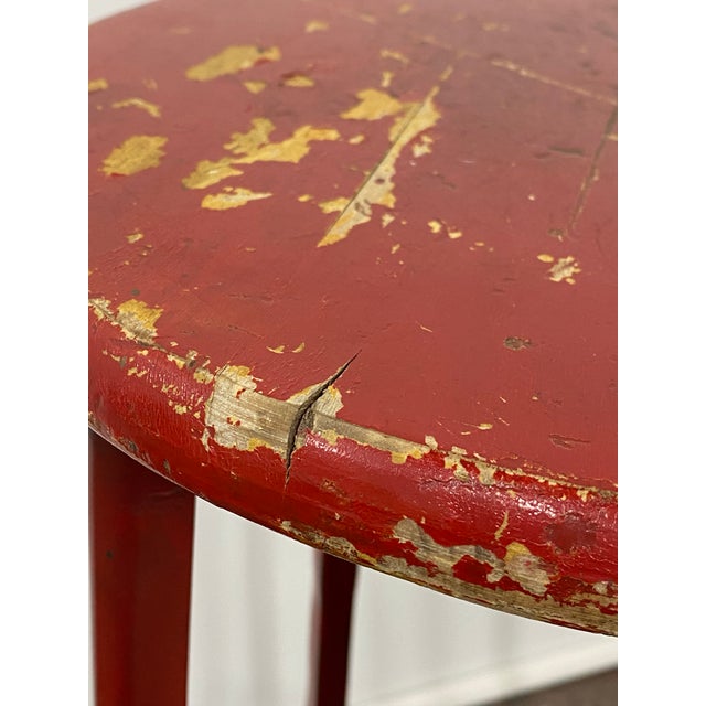 Red Painted Industrial Toledo Metal Furniture Stool For Sale - Image 13 of 13