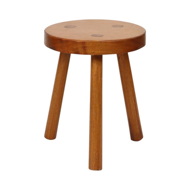 Vintage Wooden Three-Legged Stool, Milking Stool, Rustic Style, 1960s For Sale - Image 15 of 15