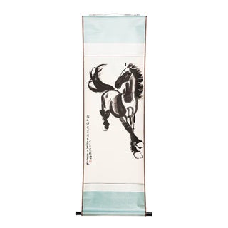 1920s Xu BeiHong Galloping Horse Original Woodblock Print Scroll For Sale