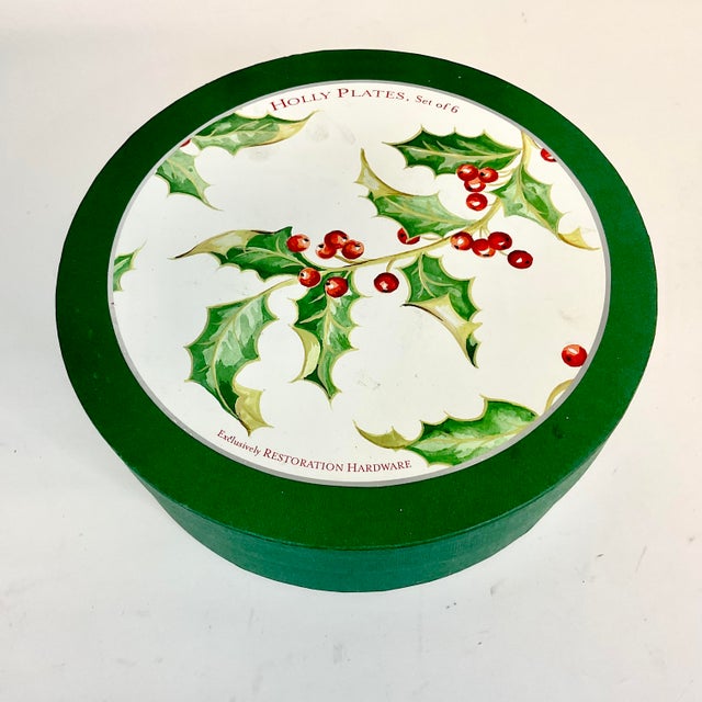 2001 Americana Hollywood Regency Restoration Hardware Holly Berry Salad Plates - Set of 6, Christmas For Sale - Image 15 of 15