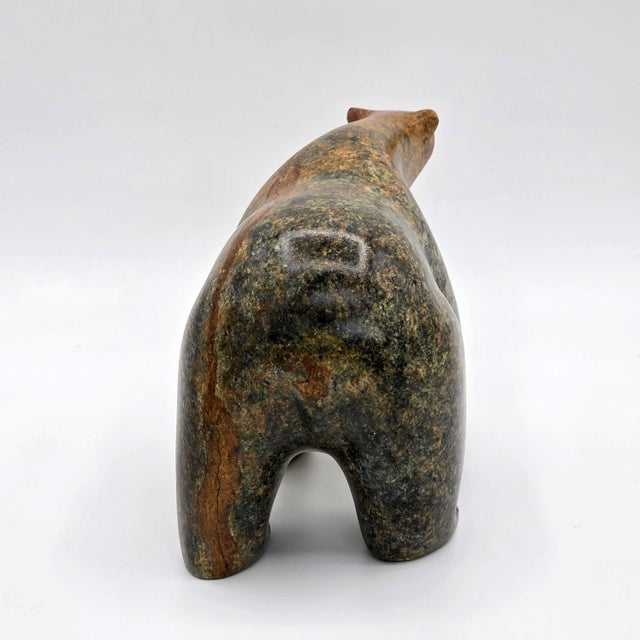 Christopher Olivier Signed Carved Stone Bear Sculpture, 1998 For Sale - Image 4 of 10