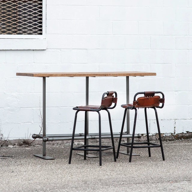 Rustic Matthew Izzo Home Rectangular Industrial Happy Hour Pub Table For Sale - Image 3 of 4