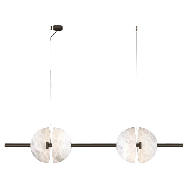 Ermes Burnished Metal and Alabaster Pendant Light 1 by Alabastro Italiano For Sale