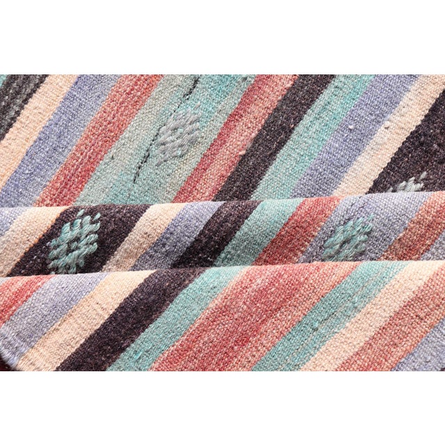 Vintage Turkish Kilim in Multi Colors and Geometric Tribal Motifs For Sale - Image 9 of 10